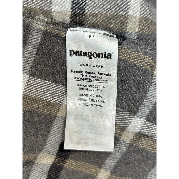 Patagonia Long Sleeve Organic Cotton Flannel Shirt Women's M Gray Plaid - Picture 10 of 11